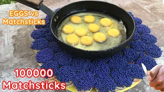 Matchsticks Experiment vs Eggs / cooking eggs on matches