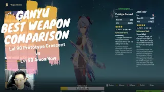 Ganyu Best Weapon? Lvl 90 Prototype Crescent vs Amos Bow Damage Test - Best Ganyu Bow Genshin Impact