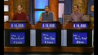 Jeopardy! 3 way tie. First time ever. March 16 2007