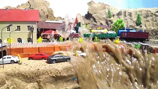 Miniature Railway Station Total Flood Disaster - Diorama Dam Breach