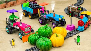Diy tractor making mini bulldozer to repair railways | Traffic Lights for Truck transporting fruits