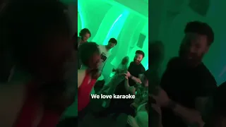 David Dawson leading The Last Kingdom cast in karaoke.