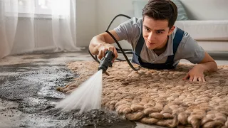 Basement Coal Room Rug Is Black With Dirt | Satisfying ASMR Videol Satisfying carpet cleaning ASMR