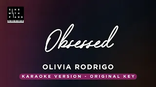 Obsessed - Olivia Rodrigo (SLOWER Original Key Karaoke) - Piano Instrumental cover with Lyrics