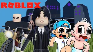 BEBE PECHOCHIN Y BEBE NANI ESCAPAN DE MERLINA ADDAMS 🤟EN ROBLOX ESCAPE OBBY