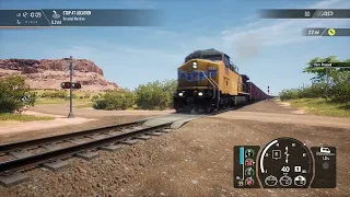 Union Pacific train at crossing in Utah