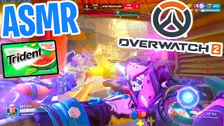 ASMR Gaming 😴 Overwatch 2 Tank Gameplay! Relaxing Gum Chewing 🎮🎧 Controller Sounds + Whispering💤