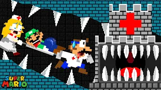 Mario and Peach Take Luigi to the Hospital Monster Maze | Game Animation