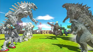 Kong x GODZILLA 2021 x GODZILLA 2014 VS MechaGodzilla + Mecha Team - Animal Revolt Battle Simulator