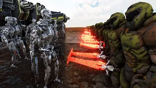 T-45 & T-800 Terminator vs 1,800,000 Doom Slayer | Ultimate Epic Battle Simulator 2 | UEBS 2
