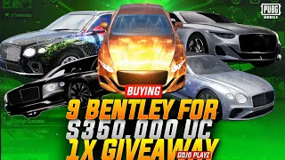 Buying 9 "BENTLEY" for $350,000 UC | 1 x Bentley Giveaway | Bentley Speed Drift Opening #pubgmobile