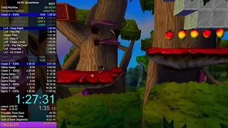 Crash Bandicoot 2 "100%" speedrun in 1:24:57