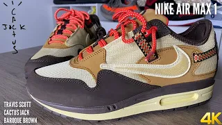 Nike Air Max 1 TRAVIS SCOTT Cactus Jack Baroque Brown On Feet Review