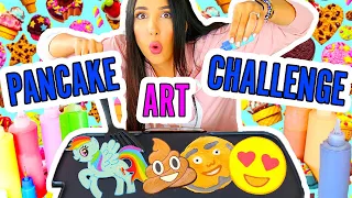 DRAWINGS YOU CAN EAT!! PANCAKE ART CHALLENGE 🦄🌈💕 | Mariale