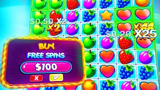 I SPENT 800$ ON FRUIT PARTY BONUS BUYS AND GOT ONE 256 MULTIPLIER...