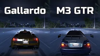 Lamborghini Gallardo vs BMW M3 GTR - Need for Speed Carbon (Drag Race)