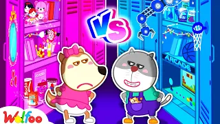 Pink vs Blue School Locker - Sharing is Caring | Wolfoo and A New School Story | Wolfoo Channel