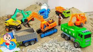 Family truck, wheel loader, concrete mixer truck working - J246N Baby Toy Fish