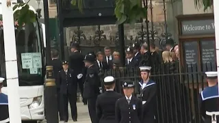 French President Macron arrives at Westminster Abbey for Queen Elizabeth's funeral | AFP