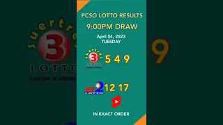 Lotto Result Today 9PM Draw Swertres Ez2 - April 04, 2023 #shorts