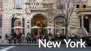 Walking NYC [4K] : Madison Avenue to 5th Avenue | Christmas Walk