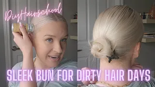 Sleek Bun Magic! Effortless Claw Clip Bun Tutorial for Thin & Fine Hair - No Wash Day Hairstyle!