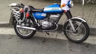 suzuki GT250 ゼンシン集合管 エンジン始動音 ZENSHIN 2in1silencer exhaust sound 2スト