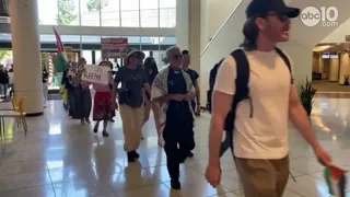 College Protests: Sacramento State pro-Palestine protesters march into student union - Raw video