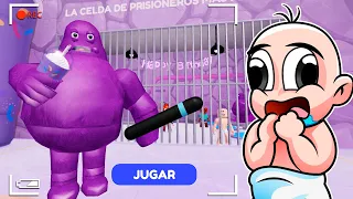 ESCAPA DE LA PRISION DE GRIMACE SHAKE  😱 BEBE NOOB en GRIMACE BARRY'S PRISON RUN ROBLOX