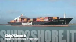 Hapag Lloyd boxship towing at CICT Cagliari 