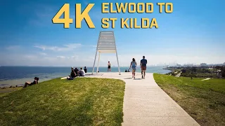 Melbourne Beach Walk (4K) Elwood to St Kilda