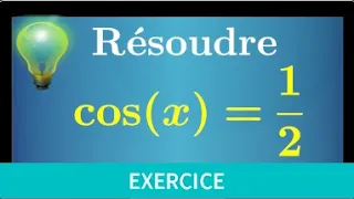 équation trigonométrique • résoudre cos(x)=1/2 sur ]pi-;pi] sur [0;2π[ et sur R • première spé maths