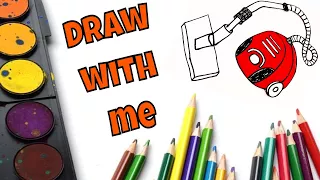 🎨 HOW TO DRAW a Simple VACUUM CLEANER ~ Fun Art Tutorial for KIDS ~ THANK YOU for 5000+ SUBSCRIBERS