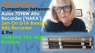 Aulos 709BW HAKA * Zen-On G1A Bressan * Yamaha Ecodear * 3 Alto (Treble) Recorders comparison