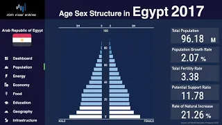 Egypt - Changing of Population Pyramid & Demographics (1950-2100)