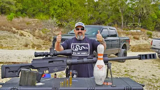 Blowing Up Bowling Pin Targets With A Bushmaster 50 Caliber Rifle! South Texas Guns