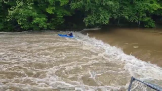 Near drowning on a low head dam in West Virginia. Please stay away from low head dams!!