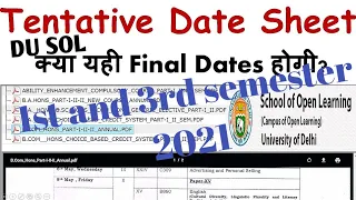 DU SOL. 1st and 3rd semester examination .date sheet release. 2021