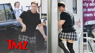John Cena Rocks Short Skirt, Heels On Set Of New Movie 'Ricky Stanicky' | TMZ TV