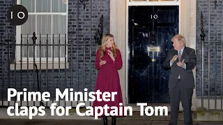 Prime Minister Boris Johnson claps for Captain Sir Tom Moore