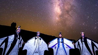 Wingsuit Flying Among the Shooting Stars