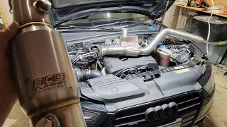 @ecstuning High Flow Catalytic and downpipe install B8/B8.5 Audi A4 plus crackle tune and Review