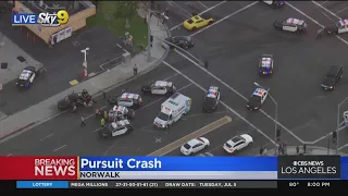 Pursuit suspect crashes into another vehicle in Norwalk