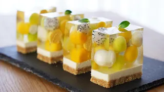 🍈🥭 Looking for a cake full of refreshing feeling? / Beautiful Melon Mango Cheesecake Recipe / Cup