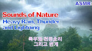 [ASMR] WhiteNoise-Sound of Nature. Heavy Rain, thunder & Lightning.폭우와 천둥소리 그리고 번개.재생 5분 후 화면은 꺼집니다.