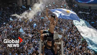 "It's a party": Argentina fans flood Buenos Aires streets to celebrate World Cup win