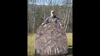 Folding up a hunting blind