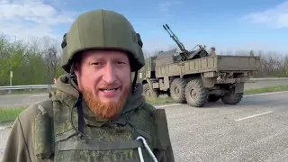 Russian Soldier Operating a ZU-23 Mounted on a Kamaz Truck Waits for the Signal to Start Shooting