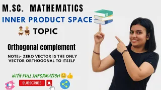 L-78||orthogonal complement || Inner product space|| Hilbert space|| M.Sc mathematics