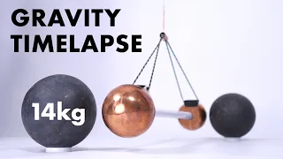 Watch gravity pull two metal balls together